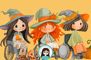 Halloween Wheelchair Girls Clipart B, an Illustration by Cute Little Workshop (Thumbnail 6 of 6)