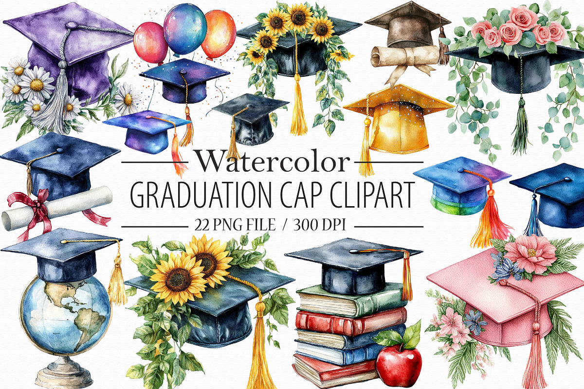 Graduation Cap Clipart, an Illustration by Libby Wishes (Photo 1 of 5)