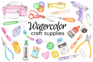 Craft Supplies Watercolor Clipart