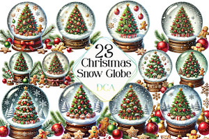 Christmas Snow Globe Clipart, an Illustration by DreamCafeArt