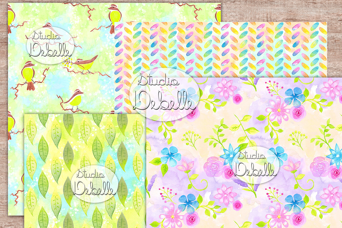 Lovely Flowers - Watercolor patterns, a Pattern Graphic by Studio Debelle (Photo 4 of 4)