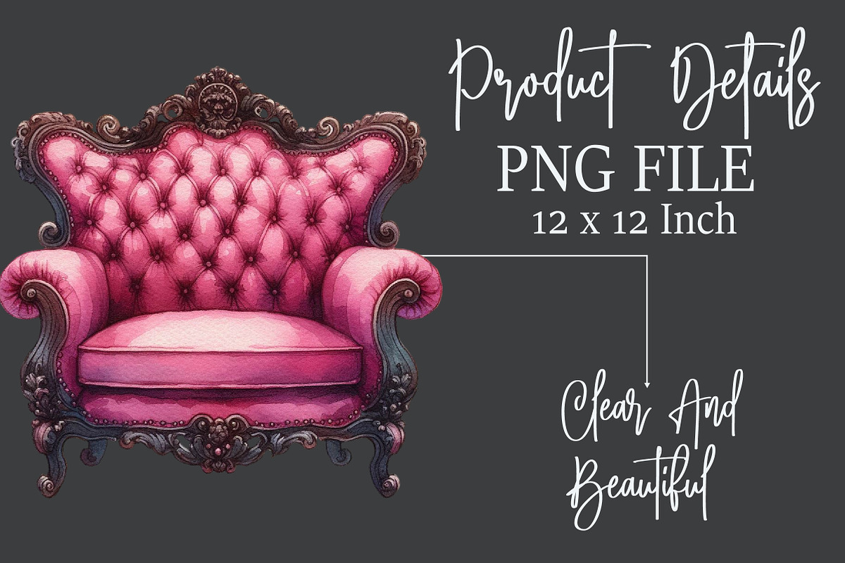 Vintage Furniture Watercolor Clipart, an Illustration by Rose Art (Photo 4 of 5)