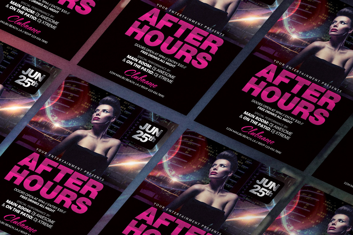 After Hours Flyer Template, a Flyer Template by Creative Waffle (Photo 2 of 5)