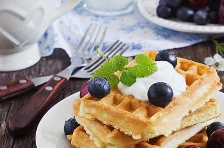 Freshly baked sweet waffles stock photo containing waffle and sweet
