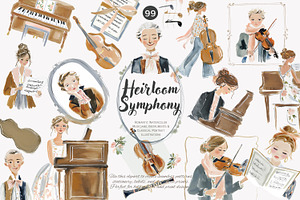 romantic classical musicians clipart, a Decorative Illustration by Patishop Art