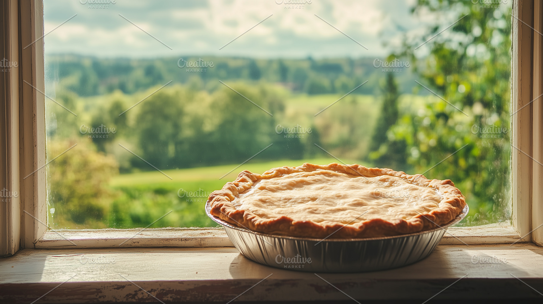 Freshly baked pie with golden crust, a Food & Drink Photo by MistyDay