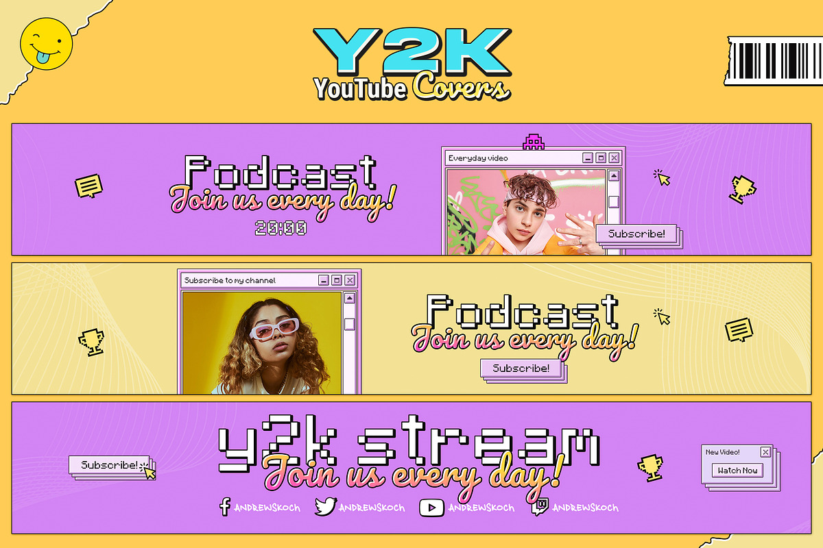 Y2K YouTube Cover Artworks, a Social Media Template by Andrew Skoch Design (Photo 2 of 3)