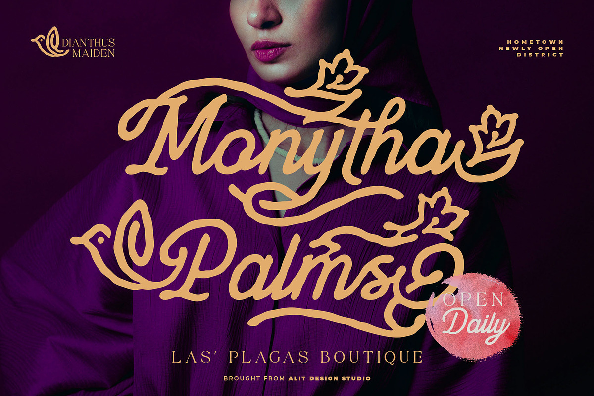 Dianthus Maiden Typeface, a Script Font by alit design (Photo 2 of 17)