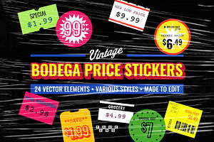 24 Vintage Bodega Price Stickers, an Object Graphic by The Fake PNG