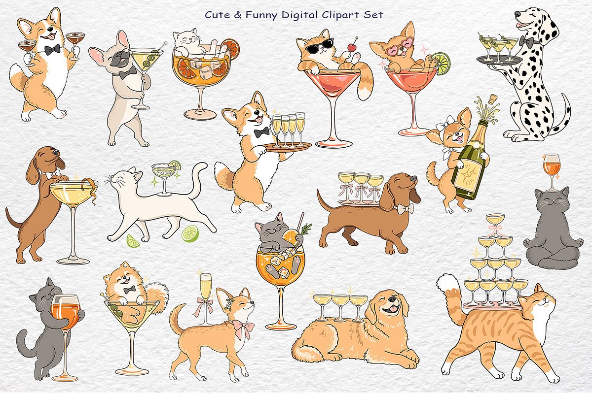 Signature Cocktails & Pets Clipart, a Food Illustration by Watercolor dreams (Photo 2 of 3)