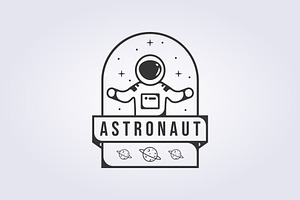 Spaceman Astronaut Logo Vector Badge