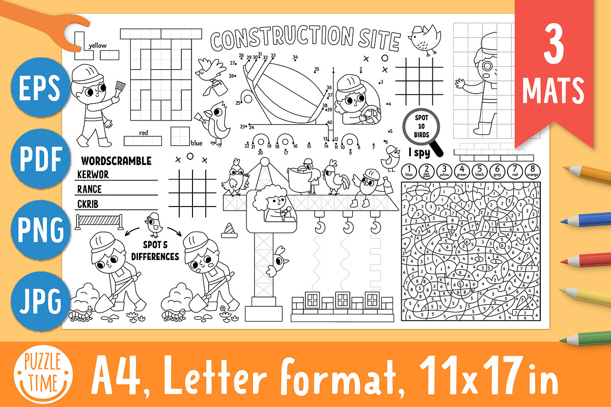 Construction site activity play mats, an Education Illustration by Lexi Claus (Photo 1 of 6)