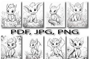 Baby Dragon Coloring Book For Kids