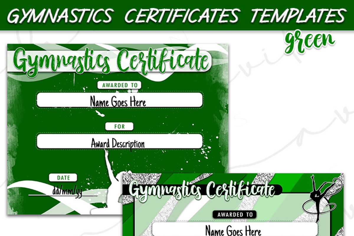 Gymnastics Sports Certificate Green, a Stationery Template by Brenda Avila Designs (Photo 1 of 2)