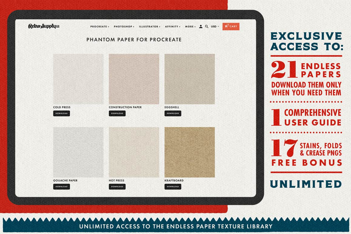 Phantom Paper for Procreate, a Texture Graphic by RetroSupply Co. (Photo 6 of 8)