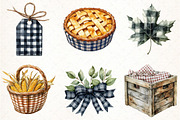 Watercolor Black Gingham Autumn PNG, an Illustration by Pixels.Craft (Thumbnail 3 of 7)