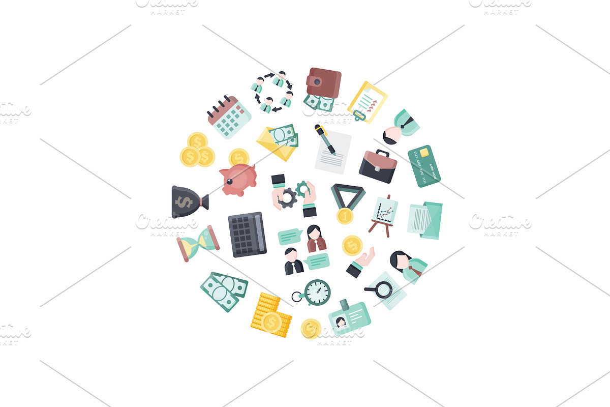 startup business icons. circle, an Object Illustration by Multigon