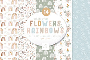 Scandi-Style Flowers and Rainbows, a Pattern Graphic by bhldesigns (Thumbnail 1 of 13)