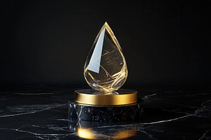 Crystal teardrop shape on a gold, a Photo by Pavel_design