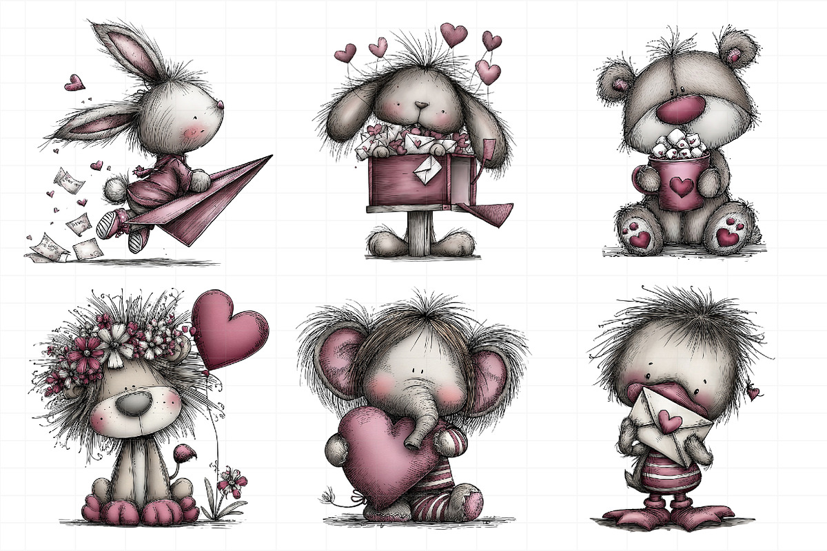 Whimsical Valentine Animals Clipart, an Illustration by Daily.Designs (Photo 5 of 8)