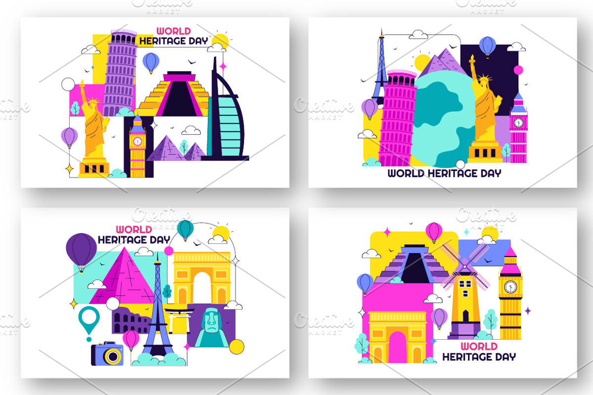 10 World Heritage Day Illustration, an Object Illustration by denayunebgt (Photo 3 of 4)
