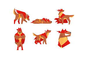 Dog Superhero Character Wearing Red, an Animal Illustration by TopVectors