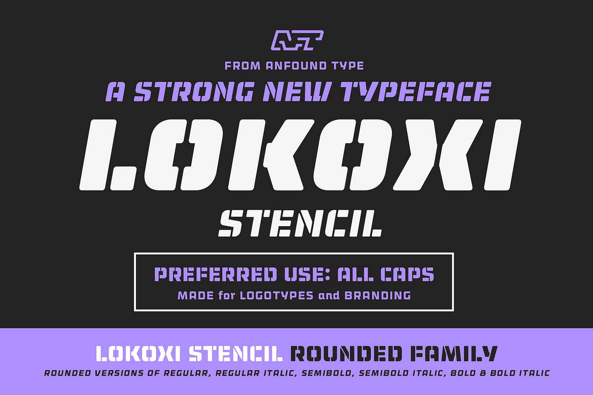 Lokoxi Stencil - Rounded Family, a Sans Serif Font by Anfound Type (Photo 1 of 14)