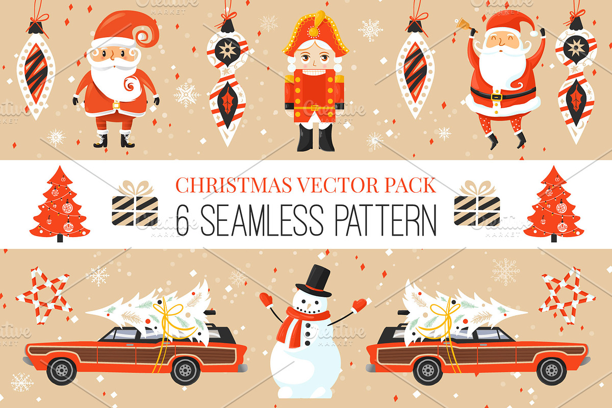 Colorful Retro Christmas Patterns, a Pattern Graphic by tomuato (Photo 1 of 7)