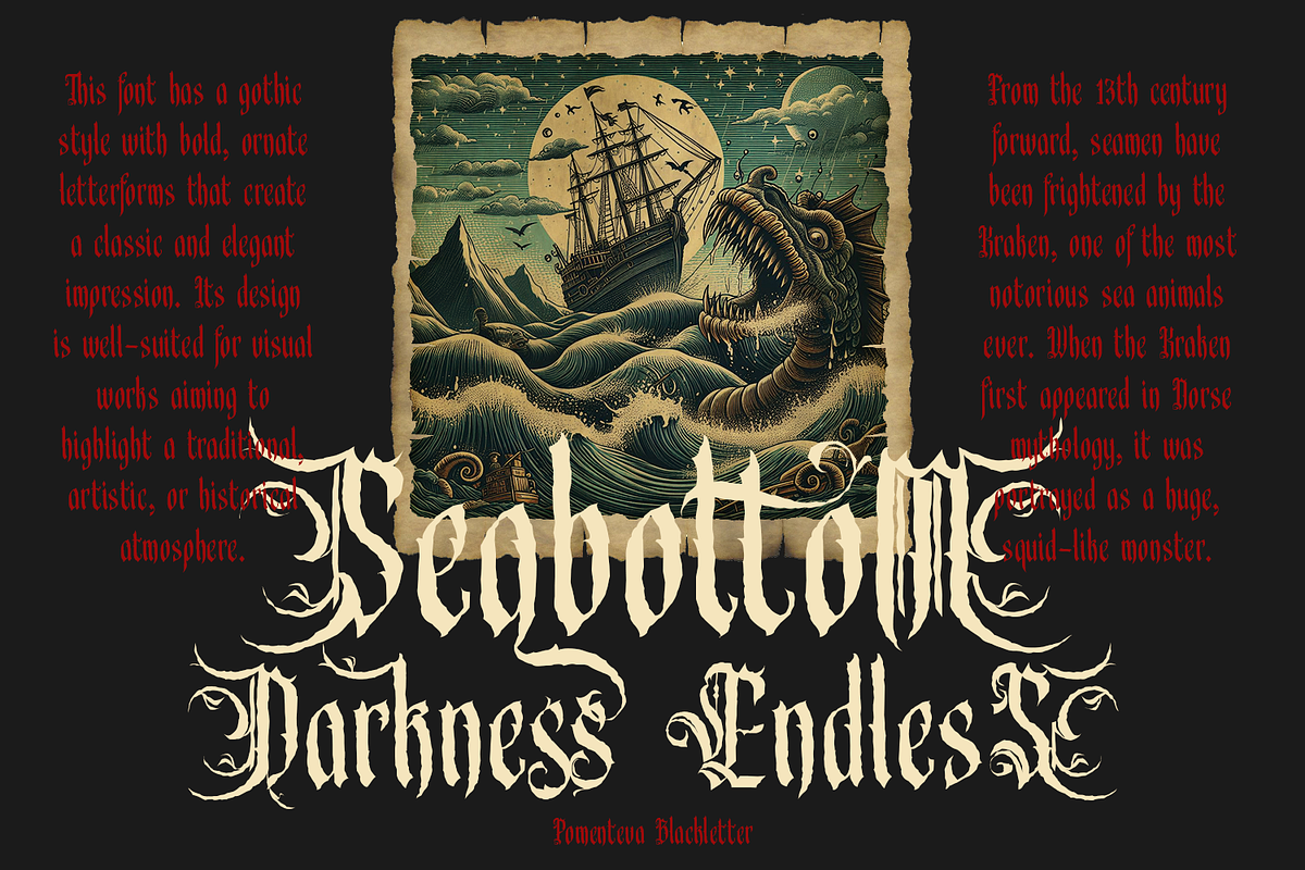 Pomenteva - Blackletter Typeface, a Blackletter Font by madeDeduk (Photo 3 of 10)