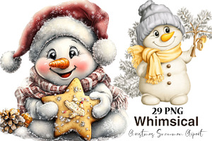 Whimsical Christmas Snowman Clipart, a Seasonal Illustration by SVGArt