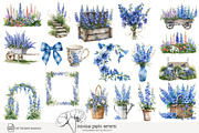 100 watercolour delphinium clip art, a Seasonal Illustration by Poppy Lane Studio (Thumbnail 2 of 12)