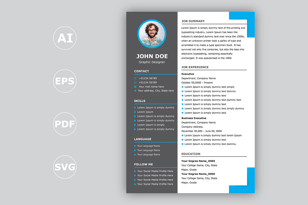Modern Professional Resume Template, a Resume Template by Annudesign (Photo 4 of 5)