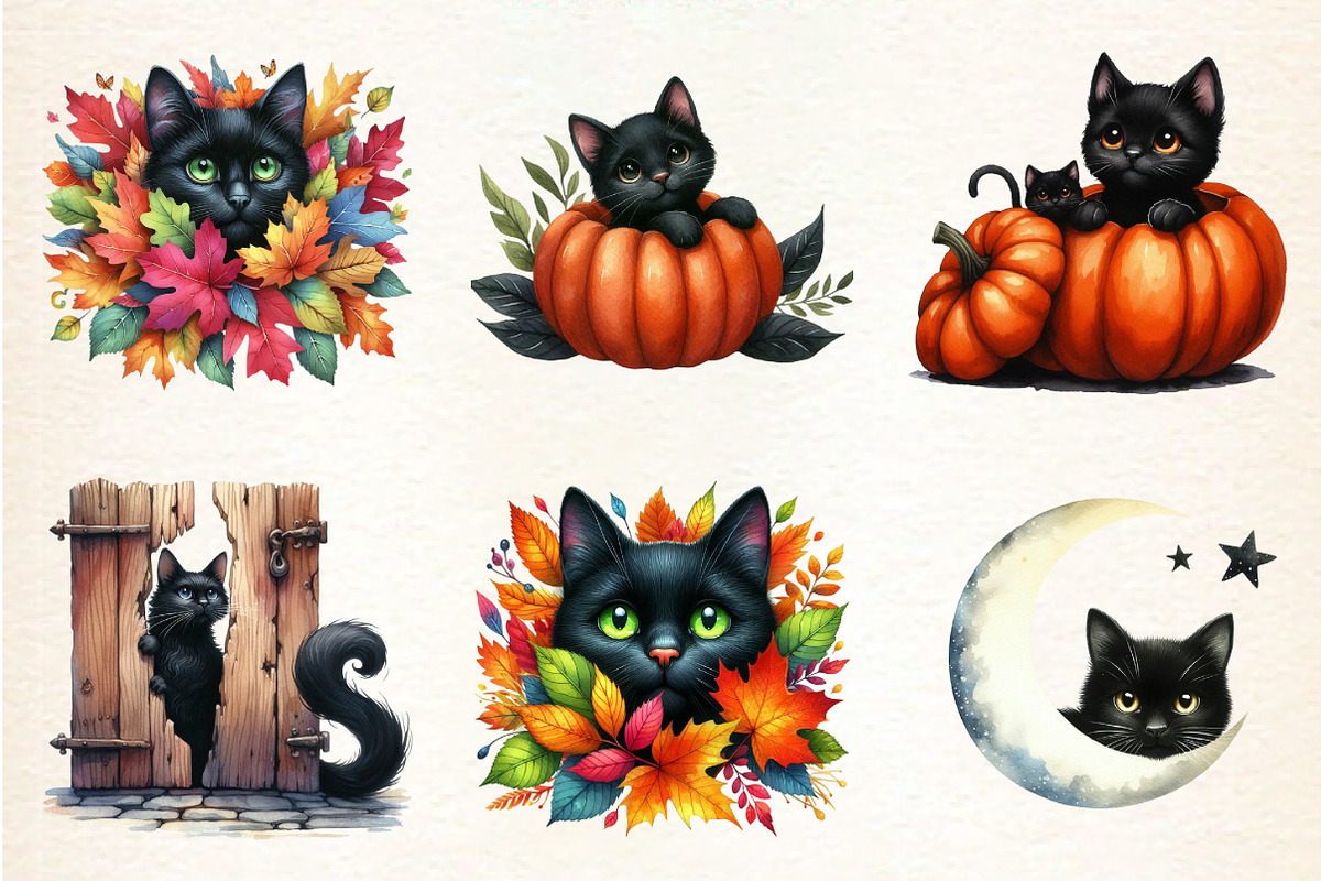 Black Cat Peeking Clipart, an Illustration by DreamArtGraphic (Photo 2 of 4)