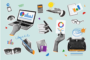 Office halftone collage. Business, a Finance Illustration by Stock-Smart-Start