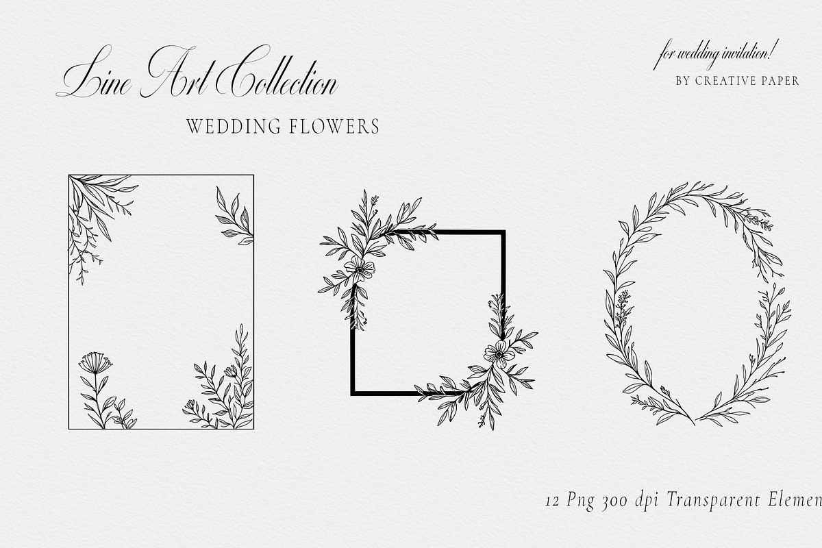 Line Art Collection, Wedding Flowers, a Background Graphic by by creative paper (Photo 3 of 5)