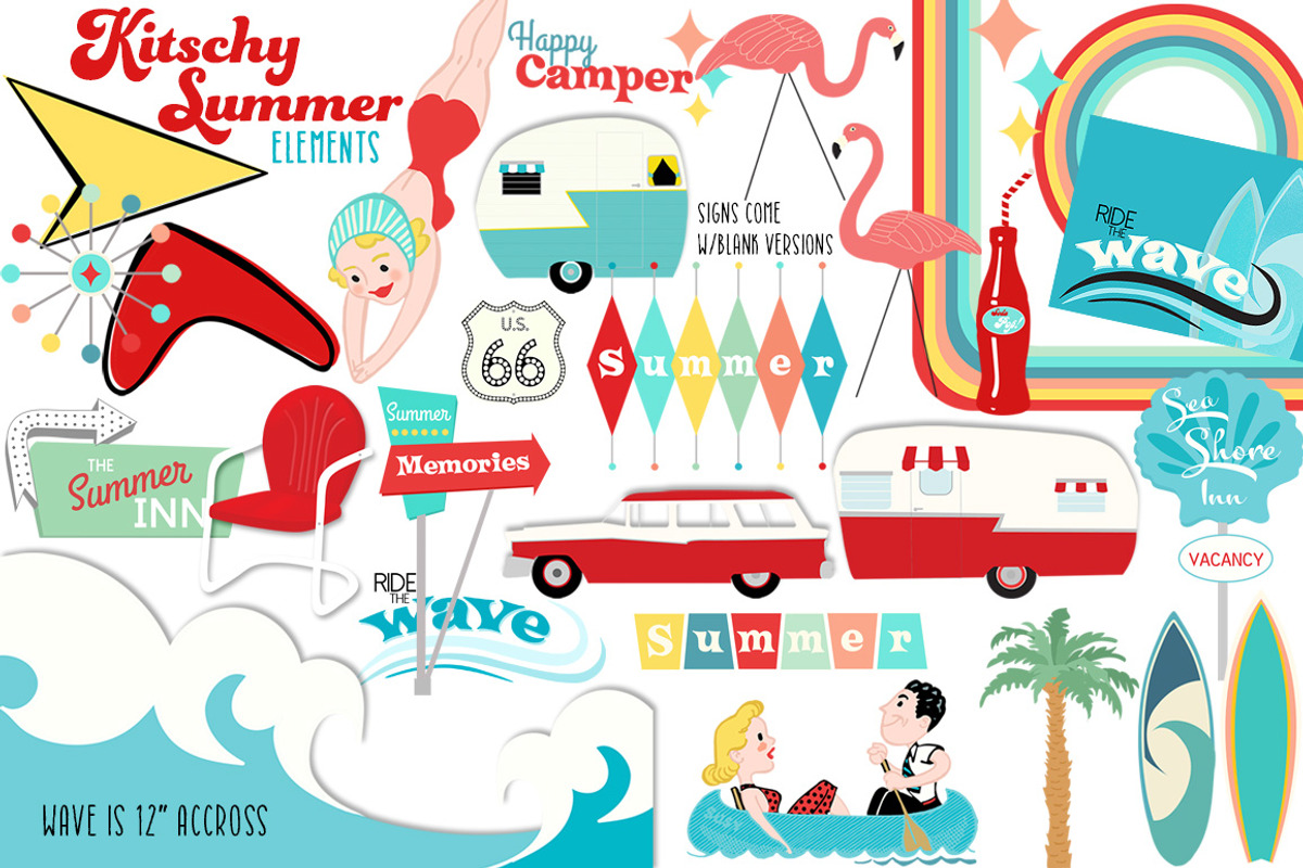 Kitschy Summer Elements, a Decorative Illustration by Studio Kitsch (Photo 1 of 8)
