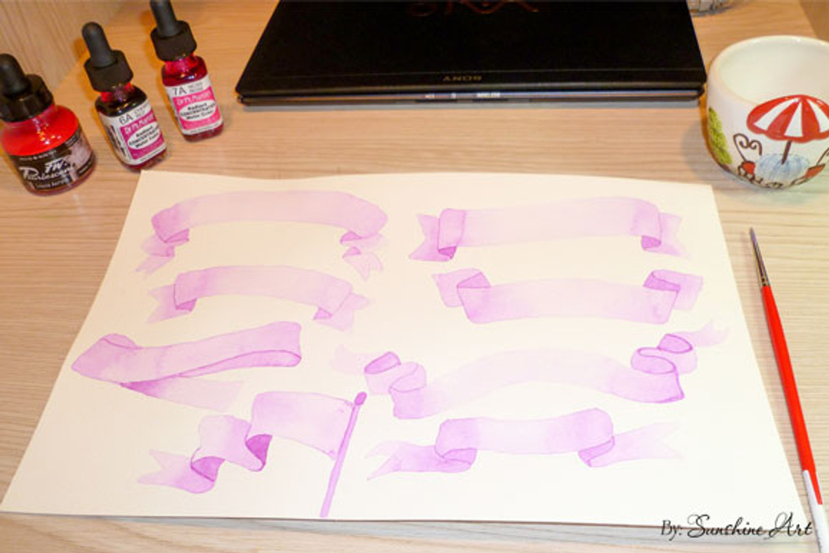 Watercolor Ribbons & Banners (Set 1), an Object Graphic by Sunshine Art Shop (Photo 5 of 5)