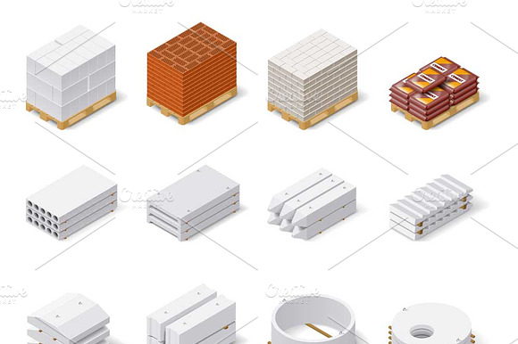 Construction Materials Icon Set