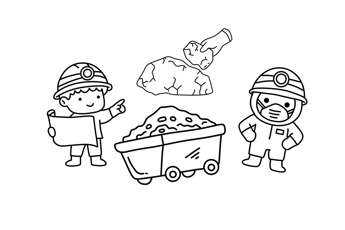 miners illustration line vector set, an Object Illustration by foxndeer (Photo 2 of 4)