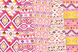 Pink And Yellow Aztec Digital Paper