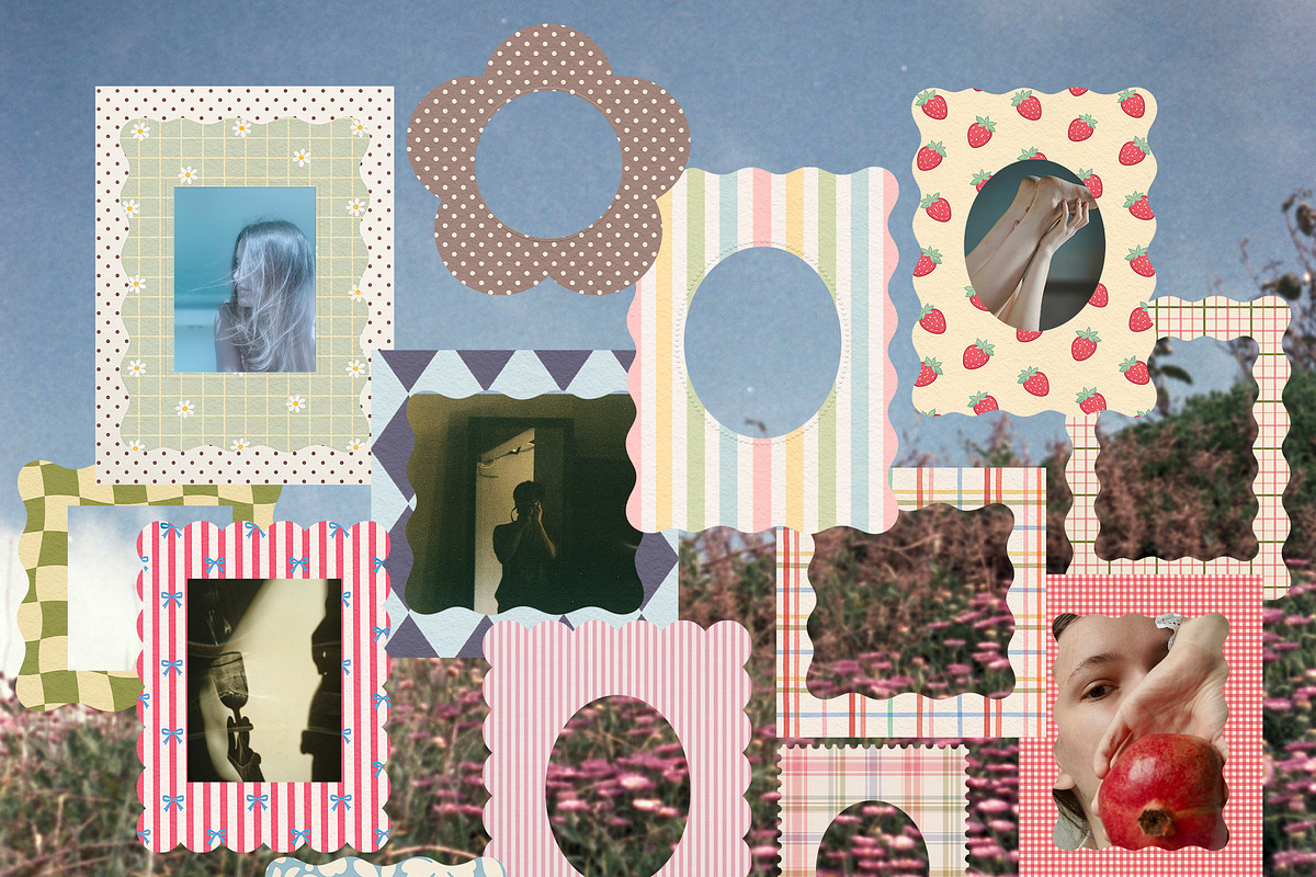 Gingham Garden Print Papers & Frames, a Background Graphic by Lidberia (Photo 7 of 12)