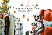 Lemur and Christmas, an Illustration by IrynaPanashii (Thumbnail 1 of 11)