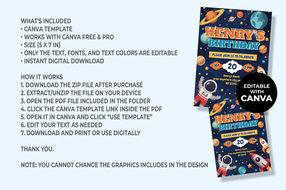 Outer Space Birthday Invitation, an Invitation Template by M9 Design (Photo 4 of 4)
