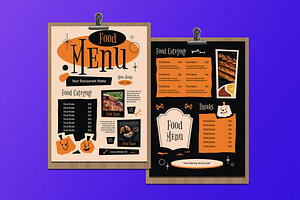Orange Halloween Food Menu, a Flyer Template by Aiyari Graphic