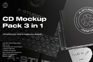 CD Mockup Pack 3 In 1