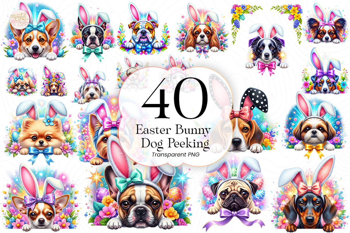 Easter Bunny Dog Peeking PNG Clipart, an Animal Illustration by KennedyStudio (Photo 1 of 5)