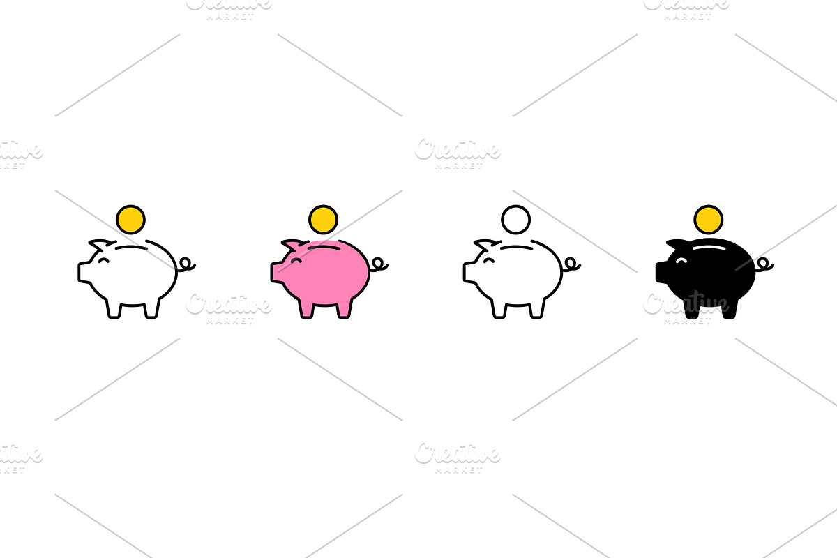 Four piggy banks with different, a Finance Illustration by skripnikbb
