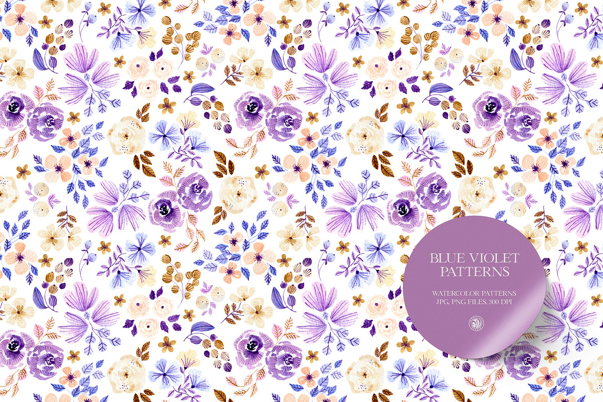 Blue Violet Patterns, a Pattern Graphic by Webvilla Studio