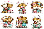Valentine Teddy Bear Couples Clipart, an Illustration by Craft Nest (Thumbnail 4 of 8)
