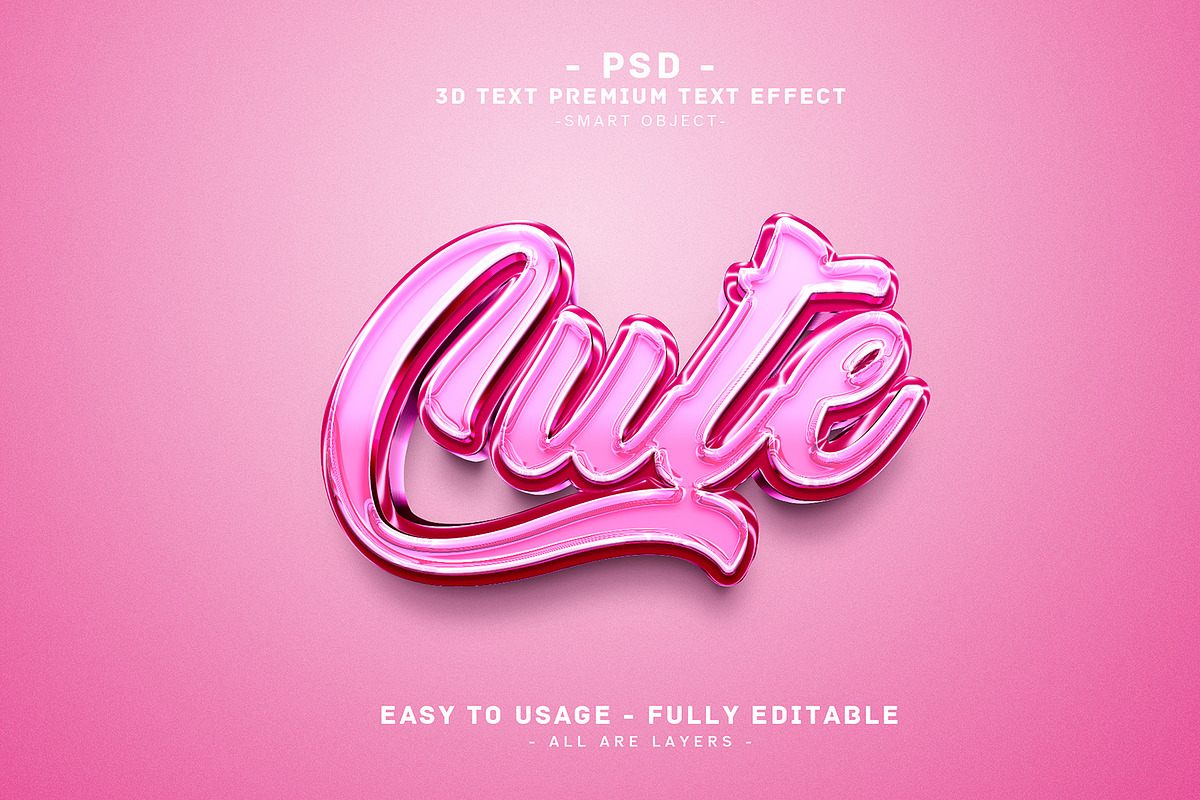 Pink 3D Text Effect - Cute PSD, a Layer Style Add-On by Md Jahidul99